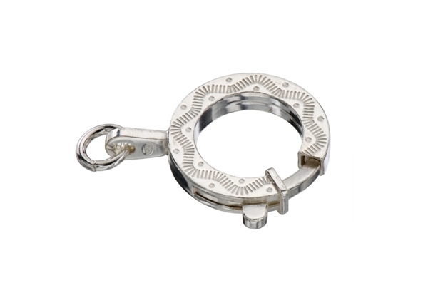 Fancy Round Ring Clasp 2 pcs Sterling Silver Spring Ring Clasps Large