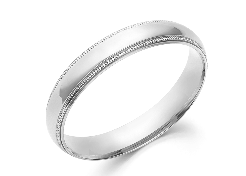 4mm Milgrain Comfort Fit Wedding Band, Milgrain Wedding