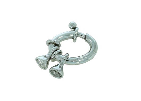 Picture of Oval Spring Ring Rodium Plated 2pcs