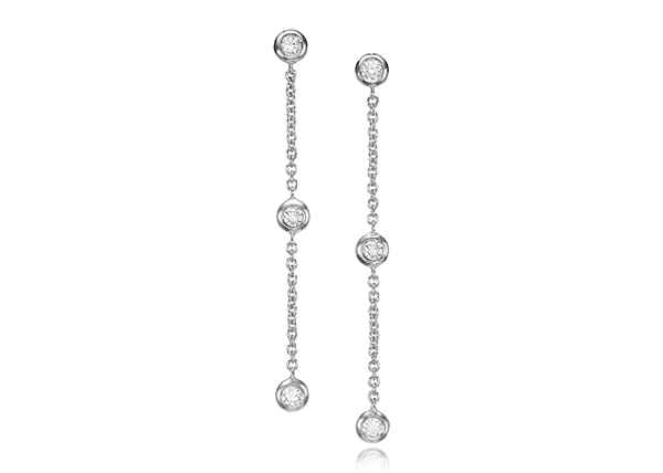 Изображение Diamond Bezel Chain Earrings 0.24 CTW