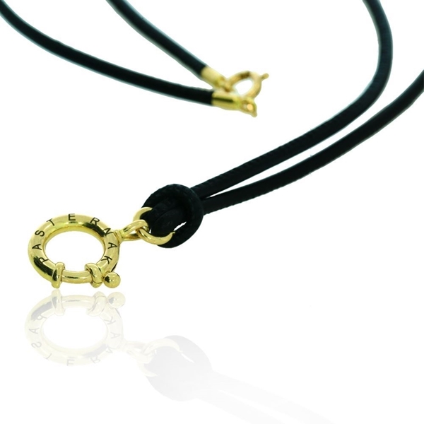 18k yellow gold Necklace for man nappa lether