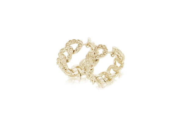 Picture of Link Chain Diamond Hoop Earrings